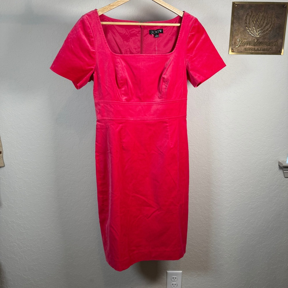 J. Crew Velvet Square Neck Short Sleeve Sheath Dress‎